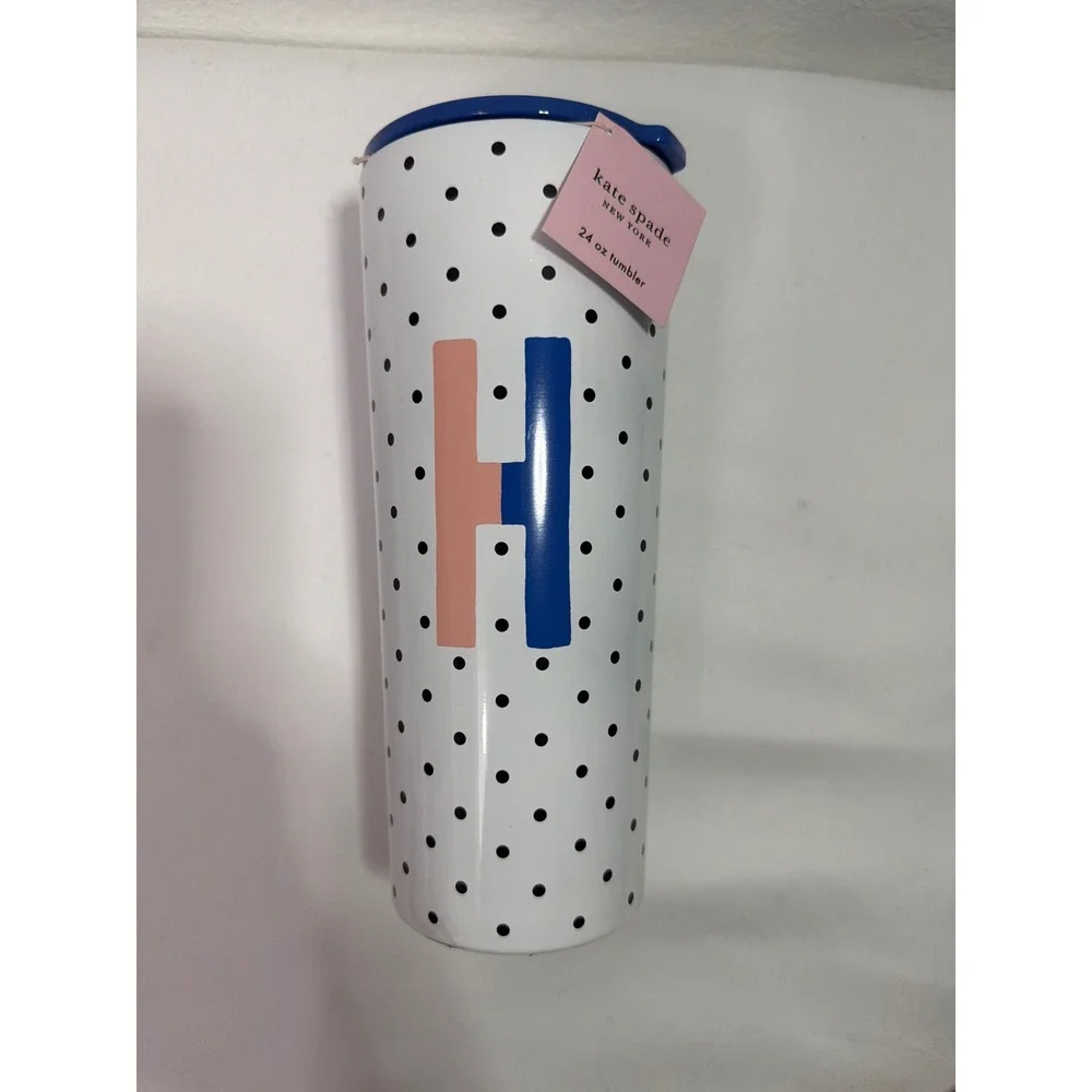 Kate Spade Blue‎ and White Polka Dot Tumbler 24 oz